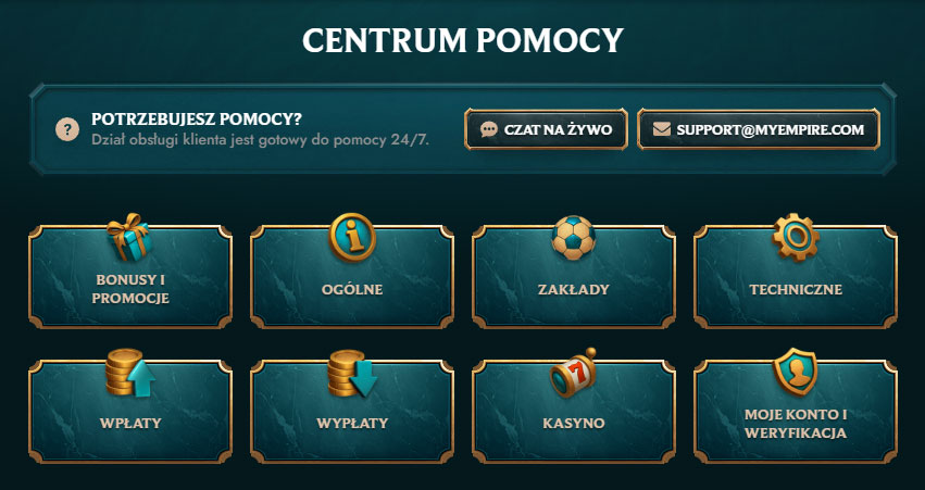 Obsługa klienta MyEmpire Casino