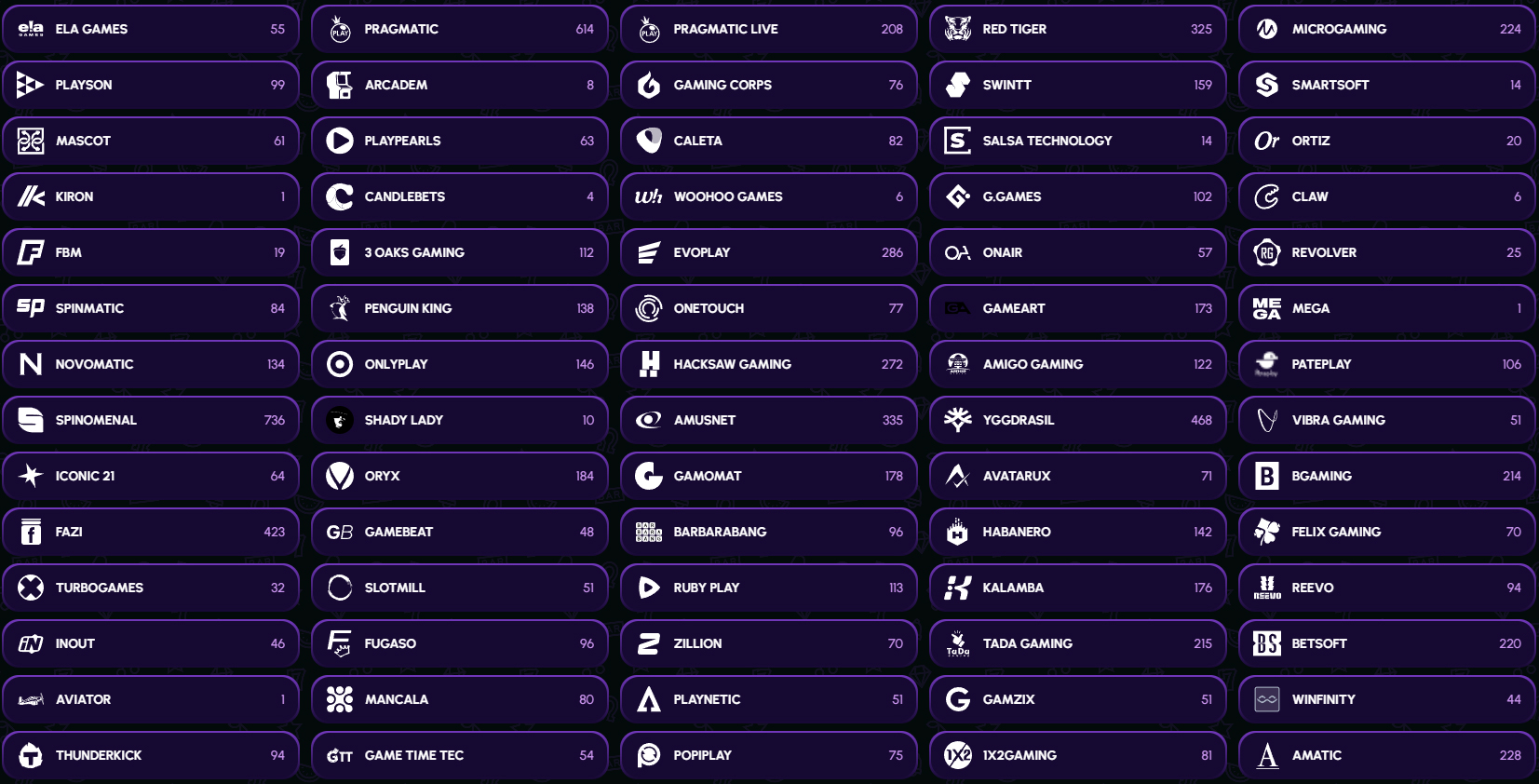Nova Jackpot Casino Providers