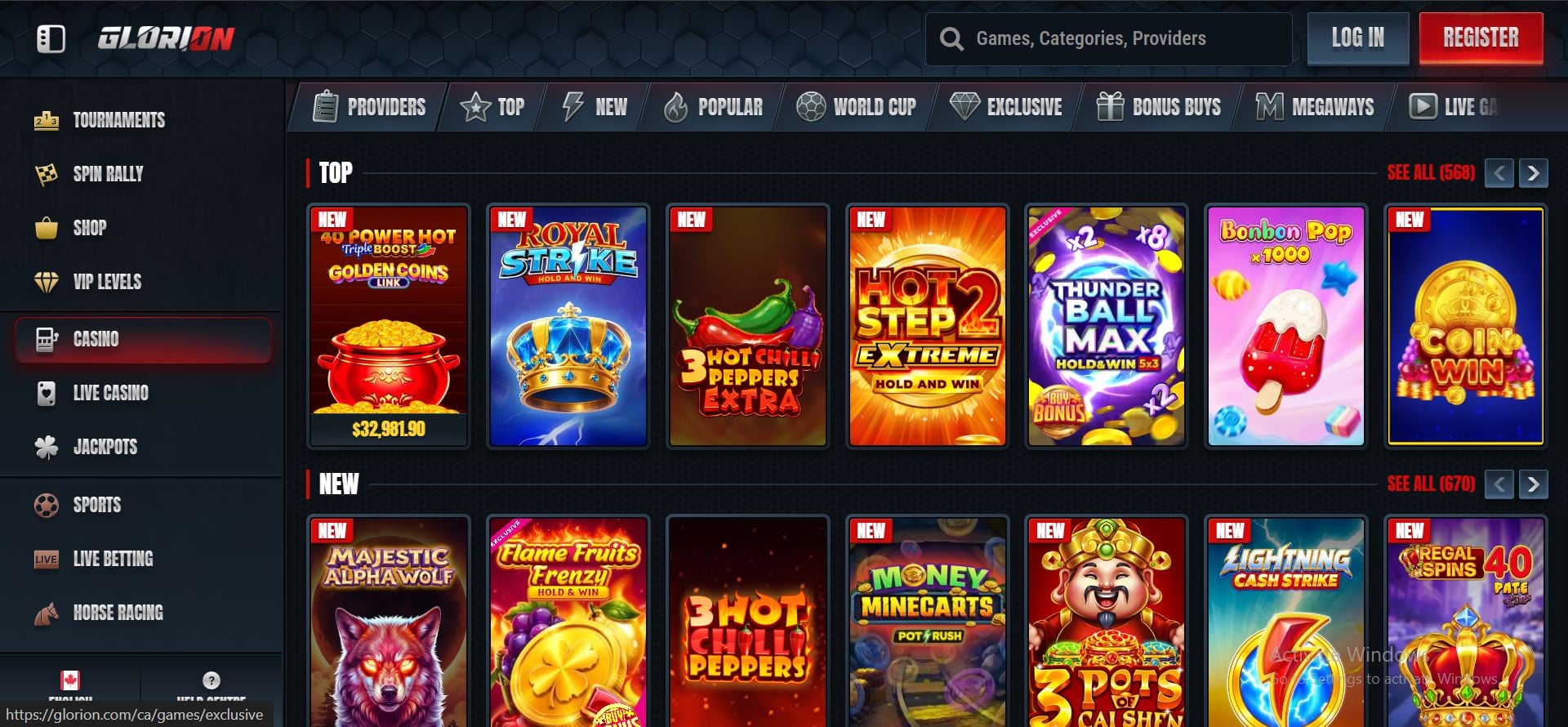 glorion casino slot games