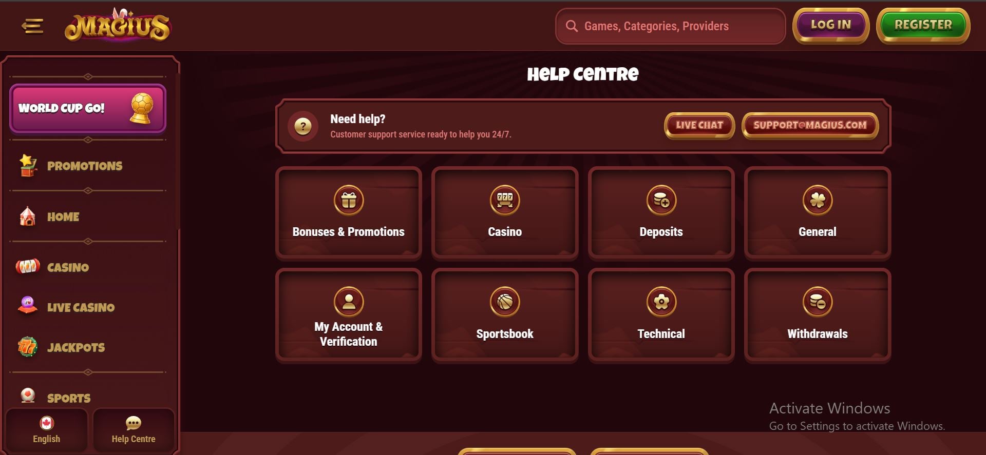 magius casino help centre