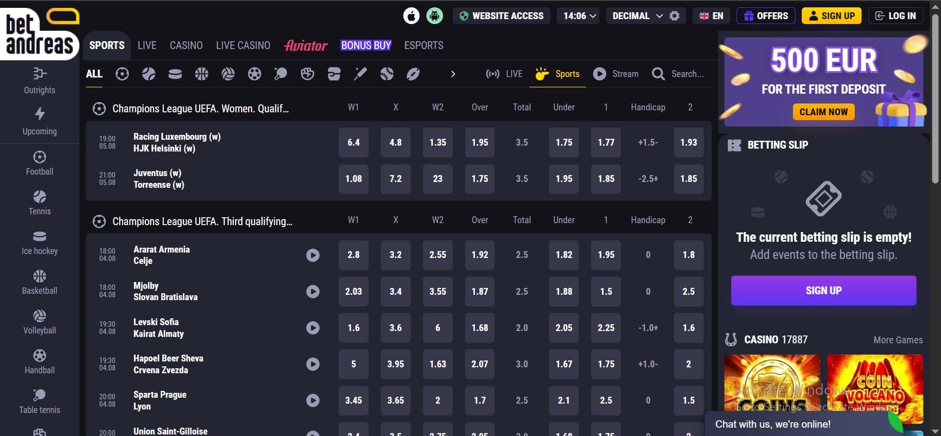 betandreas casino sports betting