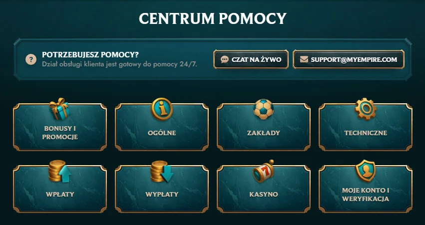 Obsługa klienta MyEmpire Casino